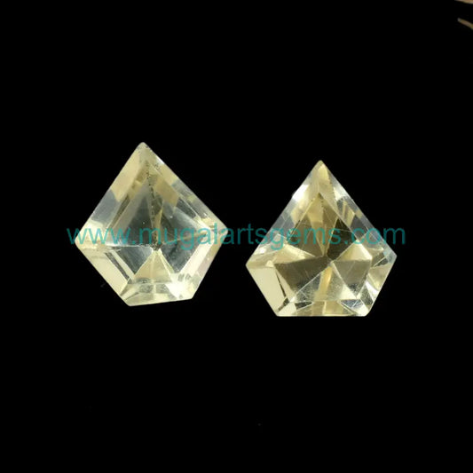 Natural Yellow Scapolite gemstone from Myanmar - Diamond Cut 9.5x10mm for fine jewelry
